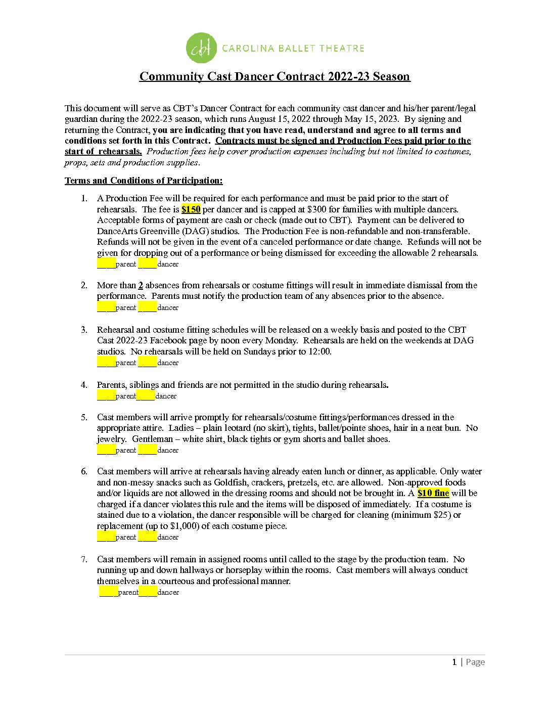 Dancer Contract 202223_revised Carolina Ballet Theatre